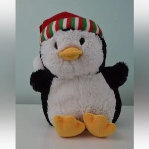 Demdaco Nat & Jules Petey Penguin Plush Stuffed Animal Toy Red Green White Hat